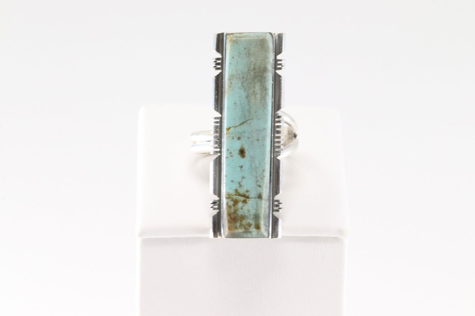 Native America Navajo Sterling Silver Turquoise Ring Inlay By S.F. (1 of 4)