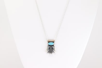 Native America Navajo Sterling Silver Turquoise Pendant and A 925 Necklace & Sharon McCarthy.