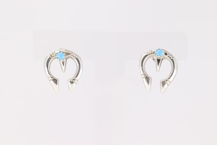 Native America Navajo Sterling Silver Turquoise Naja Post Earring's By Shantel Bitsie.