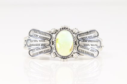 Native America Navajo Sterling Silver Palomino Turquoise Bracelet Cuff By Daniel Benally.