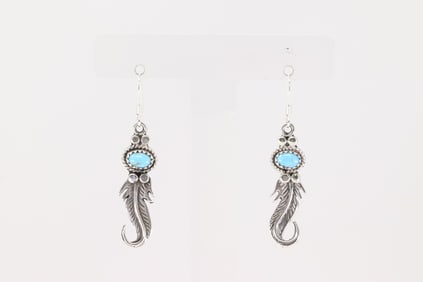 Native America Navajo Sterling Silver Turquoise Dangling Earring's Sharon McCarthy.