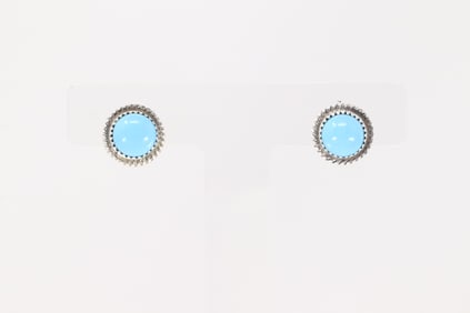 Native America Navajo Sterling Silver Turquoise Post Earring's By Esther White.
