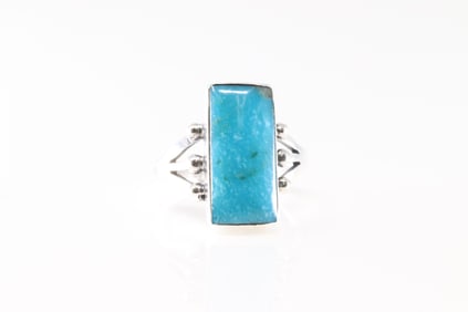 Native America Navajo Sterling Silver Turquoise Ring By Mark Berney.