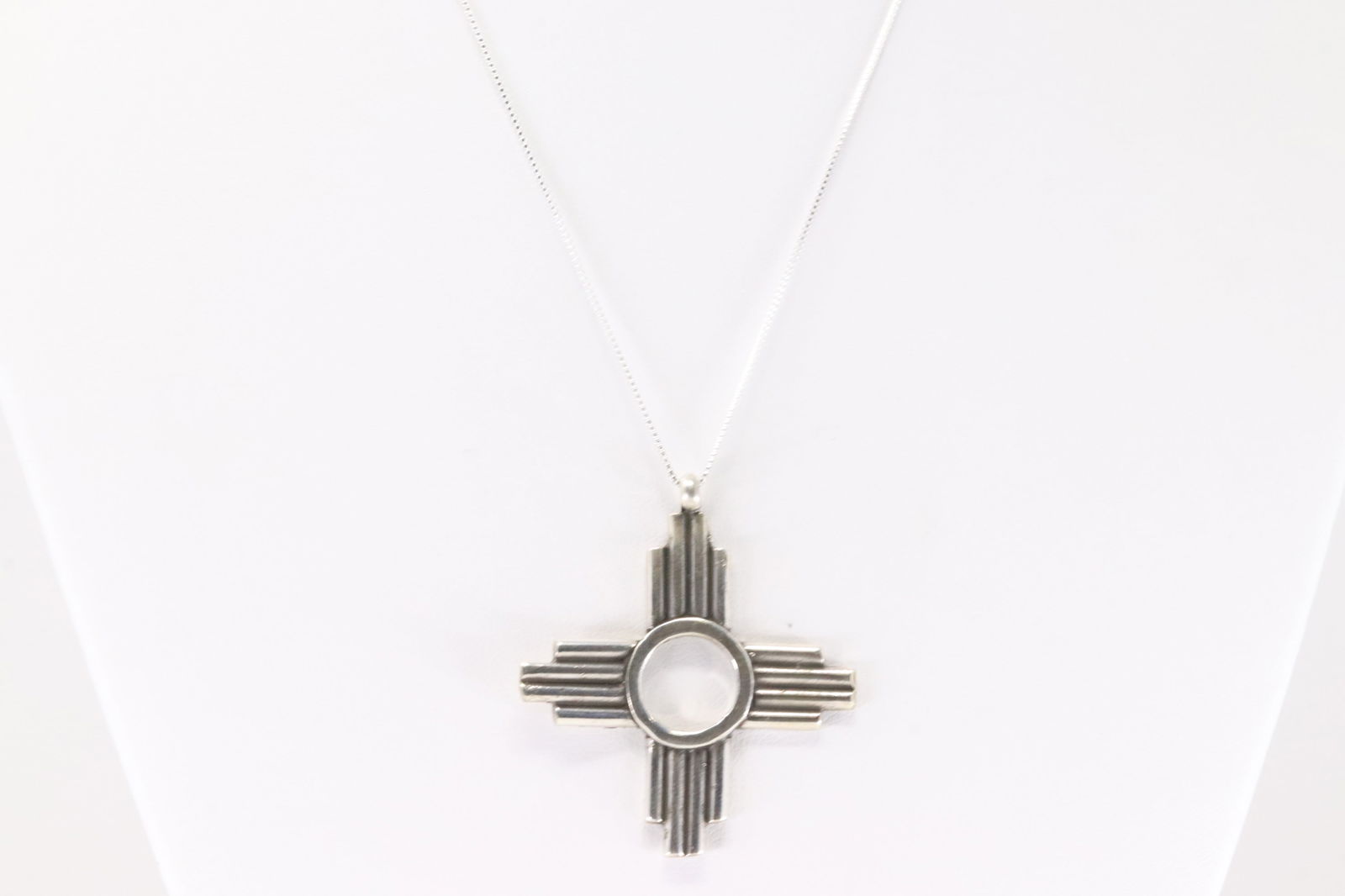 Native America Navajo Sterling Silver Solid Cross Pendant with A 925 Necklace By Sonyei Coho. (1 of 4)