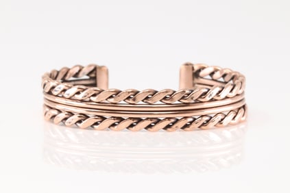 Native America Navajo Copper Bracelet Cuff By Elaine Tahe.