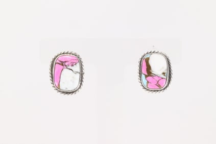 Native America Navajo Sterling Silver Cotton Candy Post Earring's By Chassity Belone.
