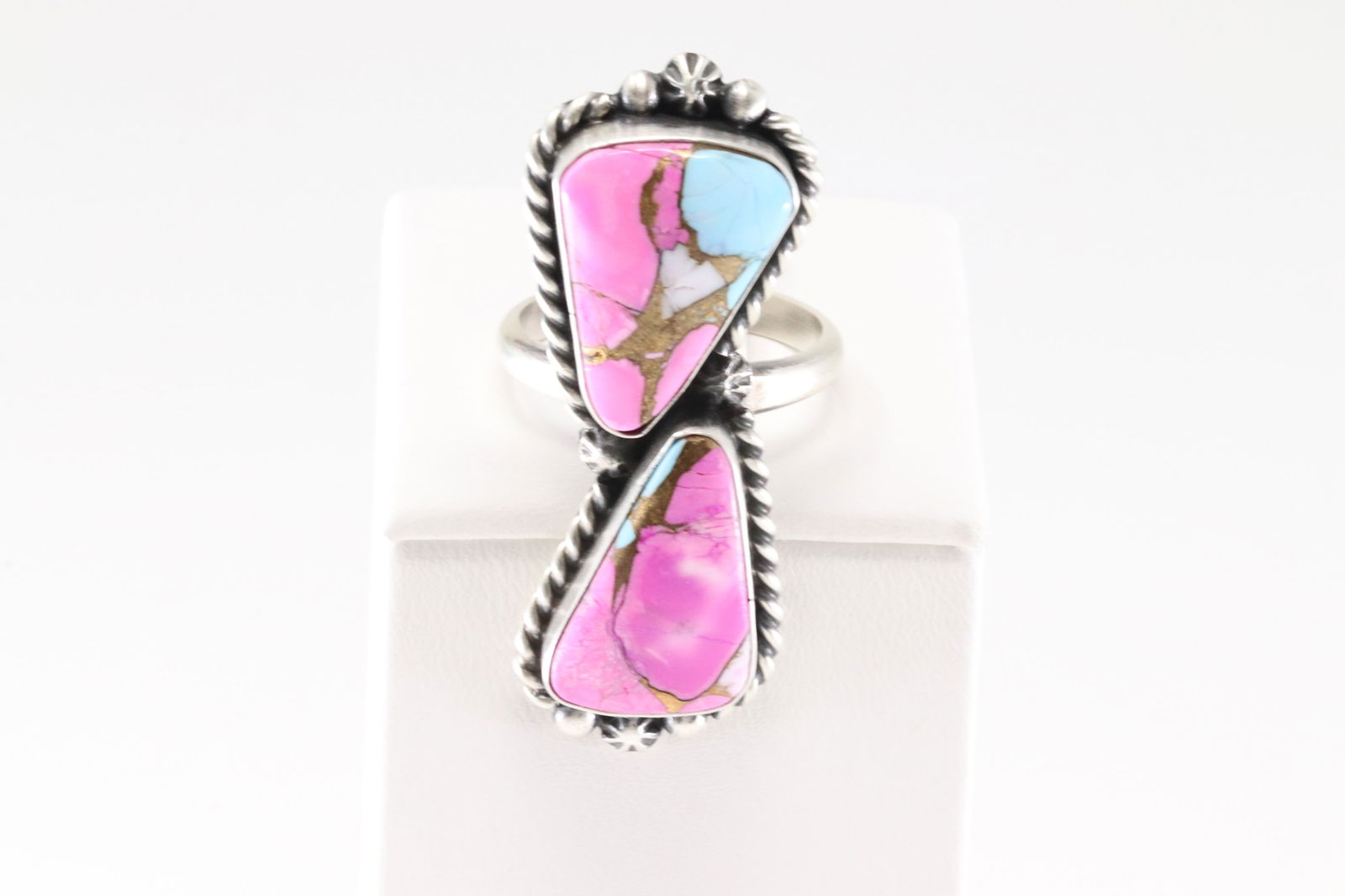 Native America Navajo Sterling Silver Cotton Candy Ring By Eugene Belone. (1 of 4)
