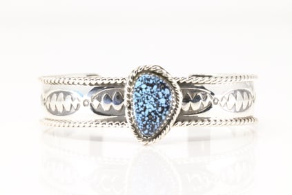 Native America Navajo Sterling Silver Kingman Turquoise Bracelet Cuff By Jason Bahe.