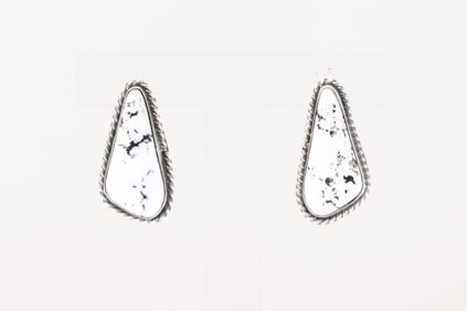 Native America Navajo Sterling Silver White Buffalo Post Earring's By Elouise Kee.