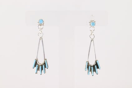 Native America Zuni Sterling Silver Turquoise Post / Dangling Earring's.