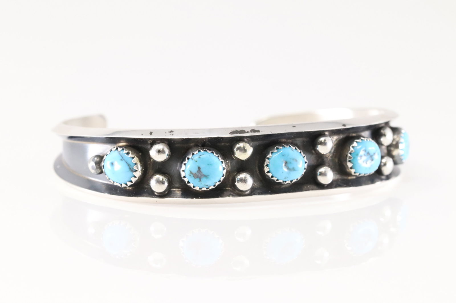 Native America Navajo Sterling Silver Turquoise Bracelet Cuff By Paul Largo.: This is a Native America Navajo Sterling Silver Turquoise Bracelet Cuff By Paul Largo.