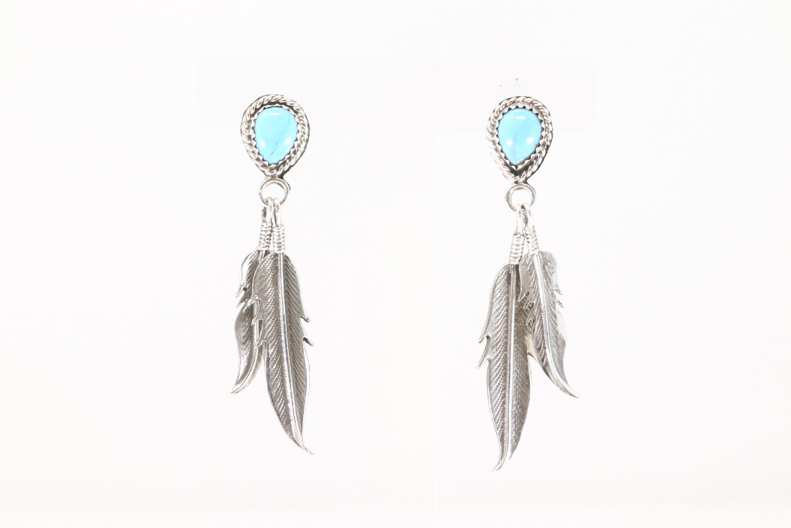 Native American Navajo Sterling Silver Turquoise Post / Dangling Earring's By Sharon McCarthy.: This is a Native American Navajo Sterling Silver Turquoise Post / Dangling Earring's By Sharon McCarthy.