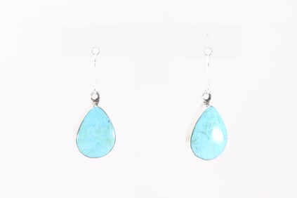 Native America Navajo Sterling Silver Turquoise Dangling Earring's By Sadie Jim.