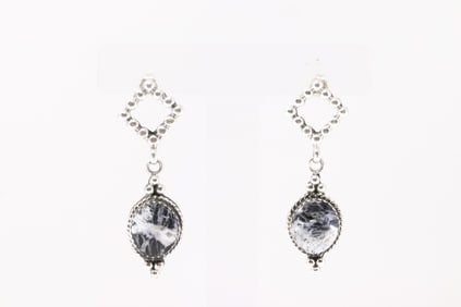 Native American Navajo Sterling Silver White Buffalo Post / Earring's By Phyllis A.Smith.