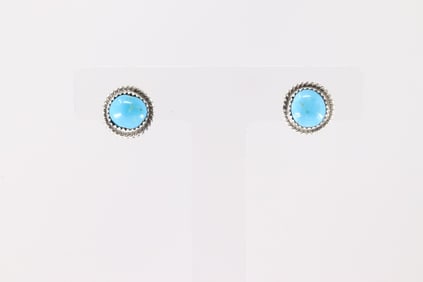 Native America Navajo Sterling Silver Turquoise Post Earring's By Esther White.