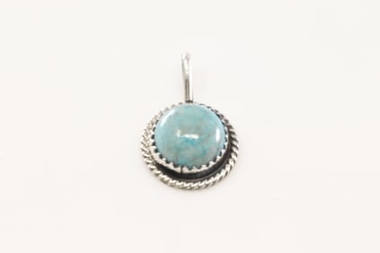 Native America Navajo Sterling Silver Turquoise Pendant By S.S.