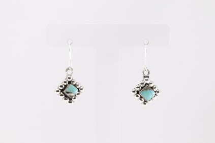 Native America Navajo Sterling Silver Turquoise Dangling Earring's By Mike Smith.