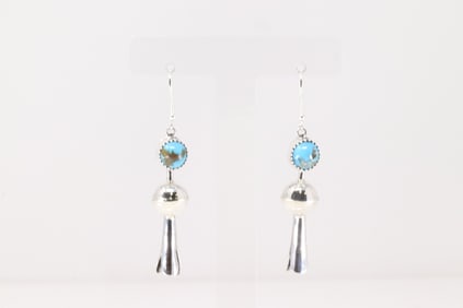 Native America Navajo Sterling Silver Turquoise Blossom Dangling Earring's By Vernon Tsosie.