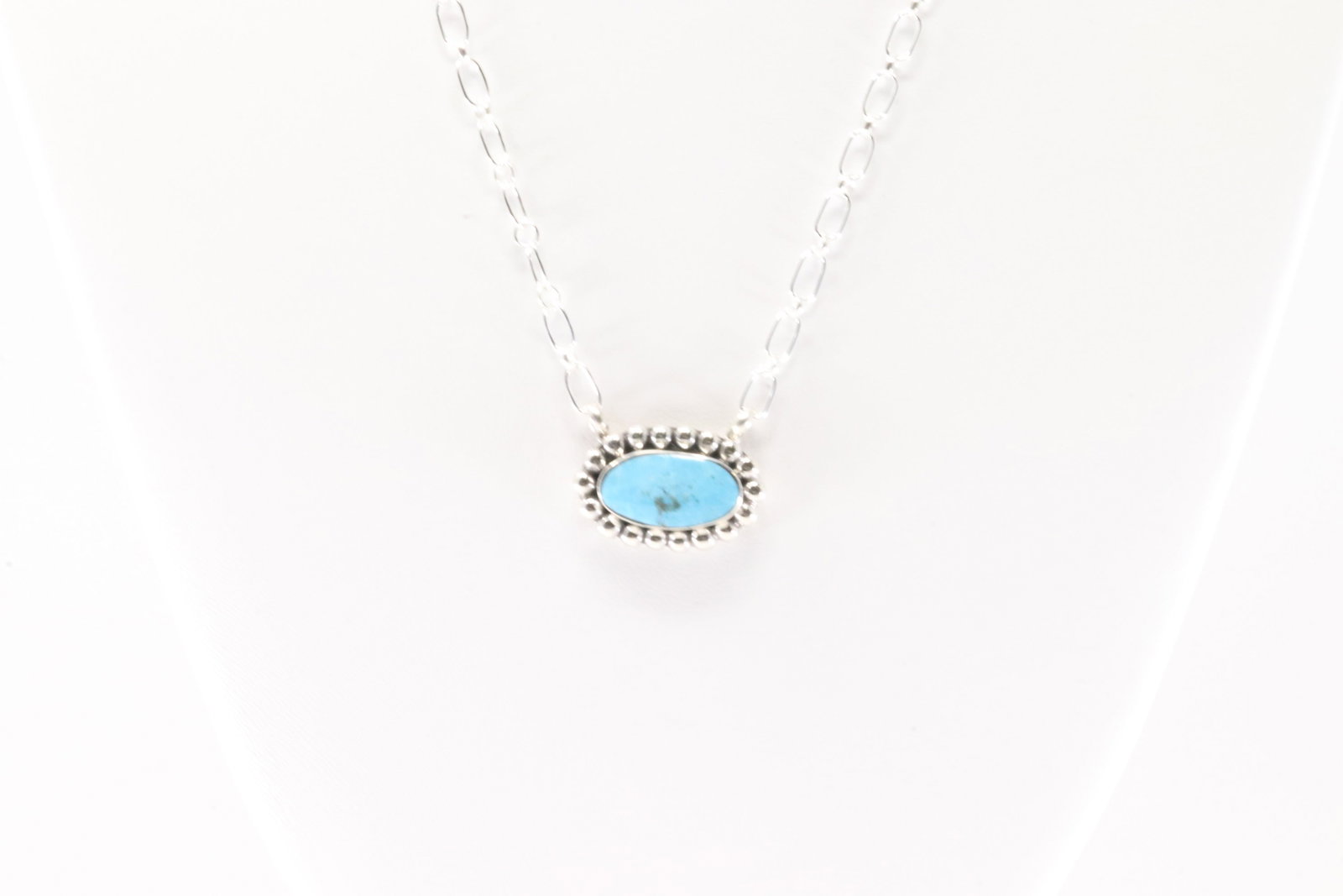 Native America Navajo Sterling Silver Turquoise Necklace By Sadie Jim.: This is a Native America Navajo Sterling Silver Turquoise Necklace By Sadie Jim. Necklace length: 18.00"