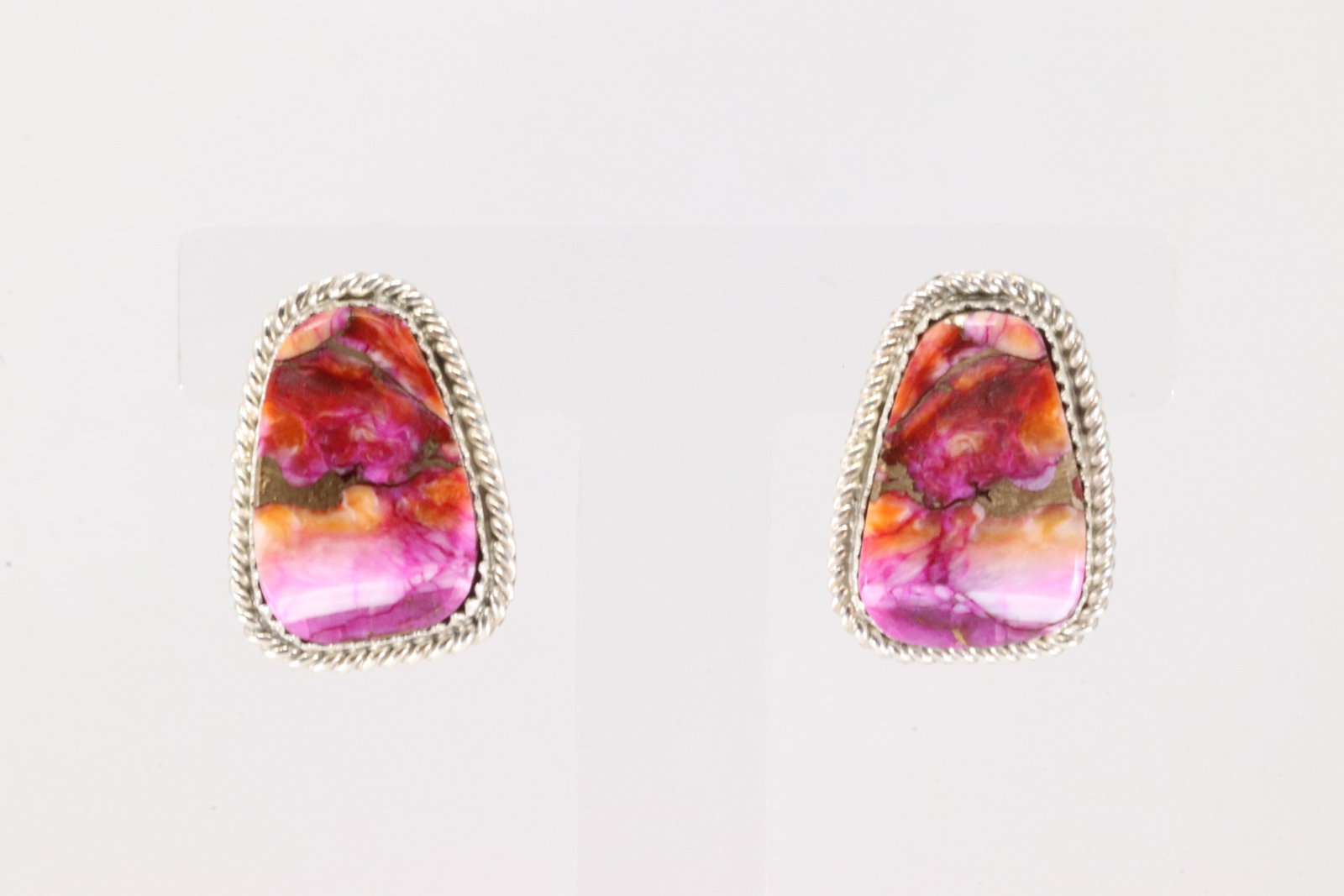 Native America Navajo Sterling Silver Dahlia Stone Post Earring's By Gabi Jim.: This is a Native America Navajo Sterling Silver Dahlia Stone Post Earring's By Gabi Jim.