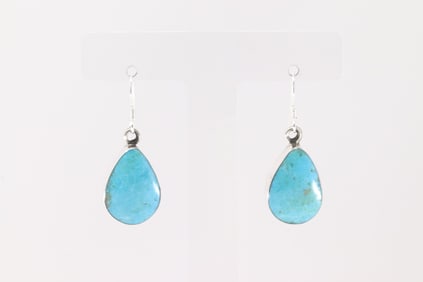 Native America Navajo Sterling Silver Turquoise Dangling Earring's By Sadie Jim.