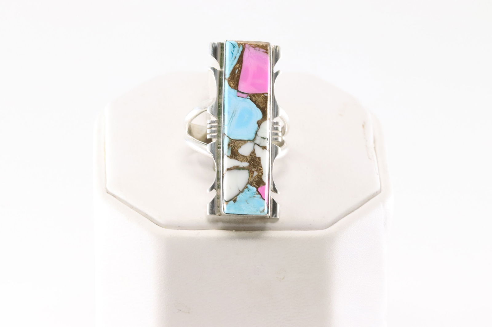 Native America Navajo Sterling Silver Cotton Candy Ring By S.F. (1 of 4)