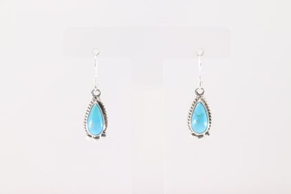 Native America Navajo Sterling Silver Turquoise Dangling Earring's By Sharon McCarthy.
