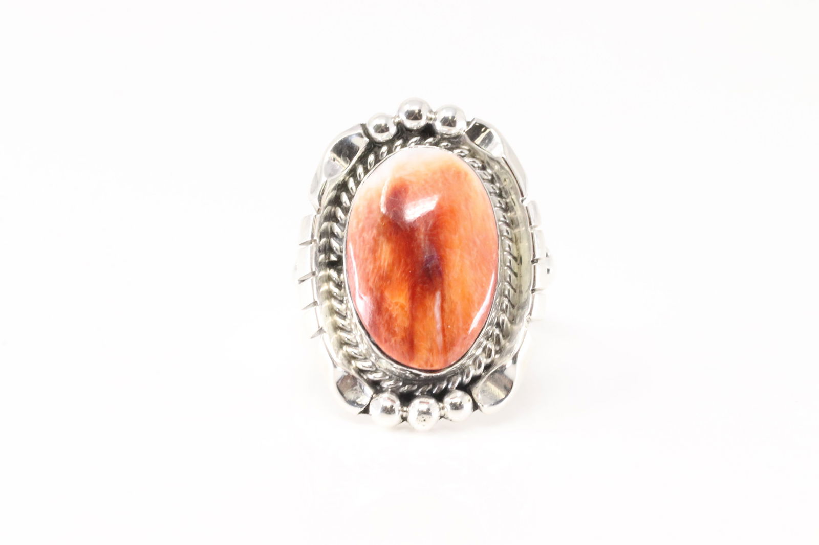 Native America Navajo Sterling Silver Spiny Oyster Ring By Samuel Yallowhair. (1 of 4)