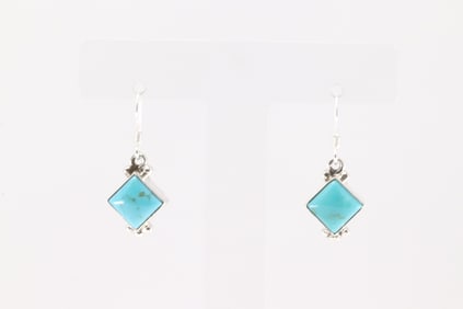 Native America Navajo Sterling Silver Turquoise Dangling Earring's By Sharon McCarthy.
