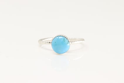 Native America Navajo Sterling Silver Turquoise Ring By Franklin Johnson.