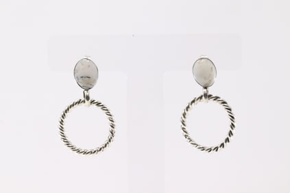 Native America Navajo Sterling Silver White Buffalo Post Earring's By Annette Martinez.