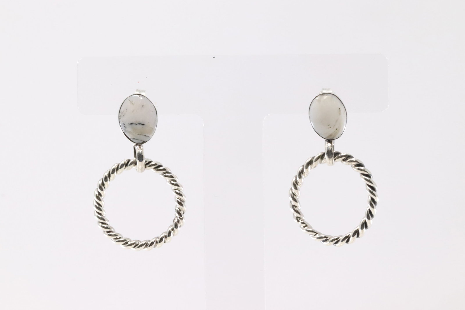 Native America Navajo Sterling Silver White Buffalo Post Earring's By Annette Martinez.: This is a Native America Navajo Sterling Silver White Buffalo Post Earring's By Annette Martinez.