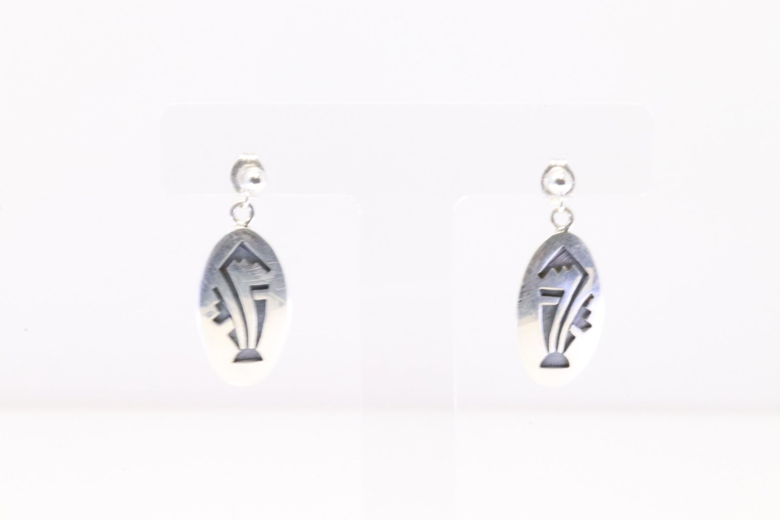 Native America Navajo Sterling Silver Design Post / Dangling Earring's By Augustine Mowa.: This is a Native America Navajo Sterling Silver Design Post / Dangling Earring's By Augustine Mowa.