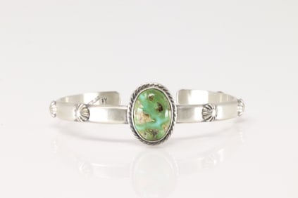 Native America Navajo Sterling Silver Sonora Gold Turquoise Bracelet Cuff By Samuel Yellowhair.