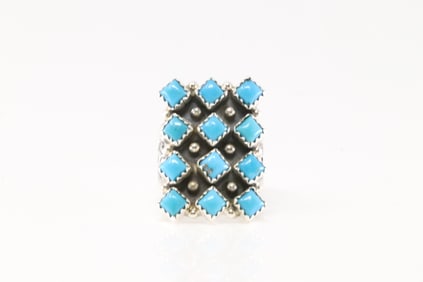 Native America Navajo Sterling Silver Turquoise Ring By Verley Betone.