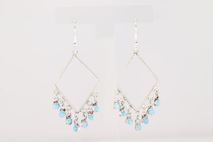 Native America Navajo Sterling Silver Turquoise Dangling Earring's.