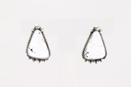 Native America Navajo Sterling Silver White Buffalo Post Earring's By Irene Kee.
