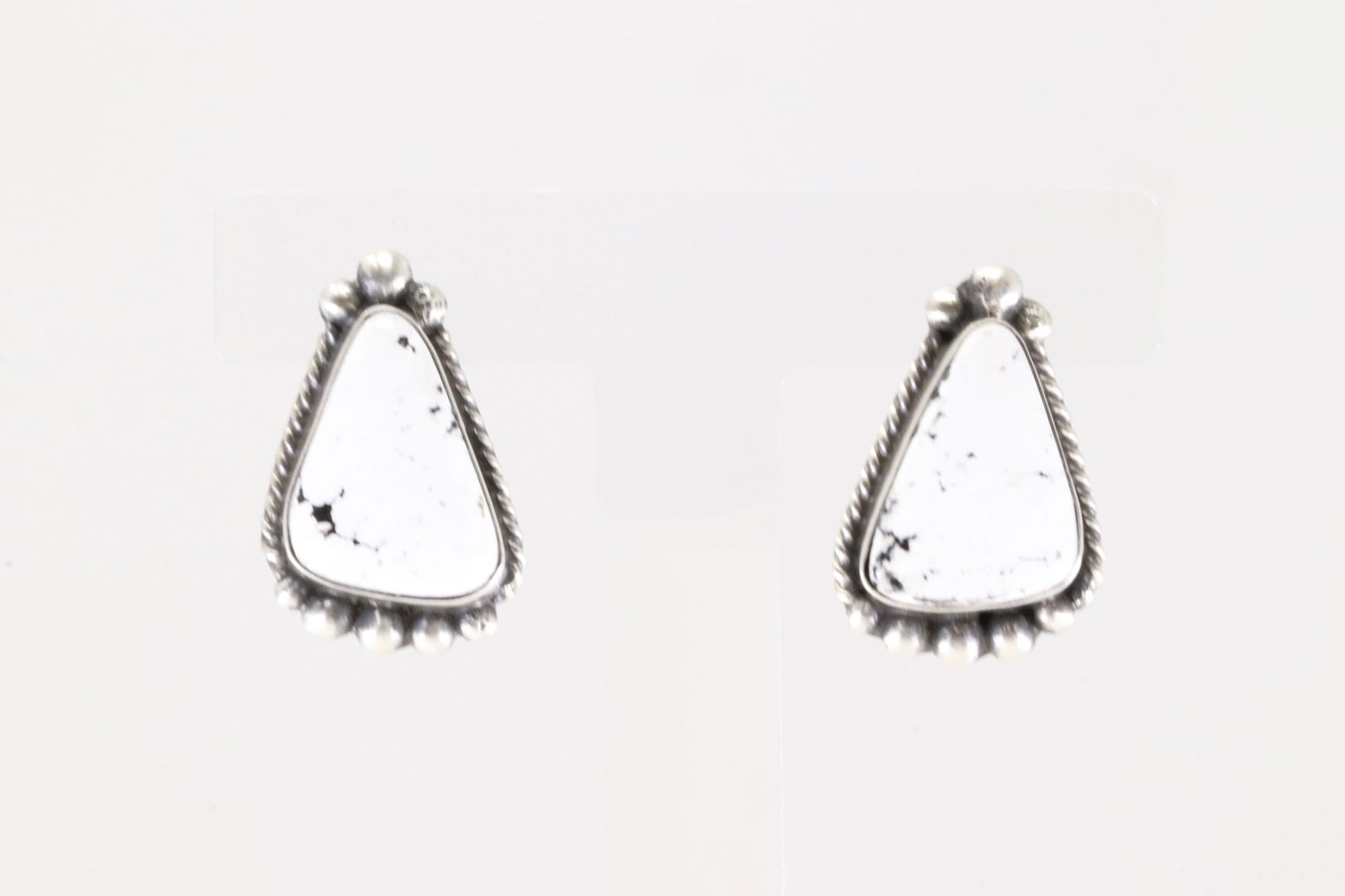 Native America Navajo Sterling Silver White Buffalo Post Earring's By Irene Kee. (1 of 4)