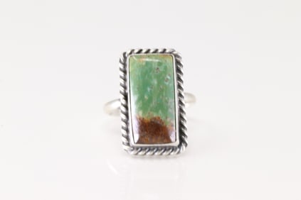 Native America Navajo Sterling Silver Turquoise Ring By Dixon.
