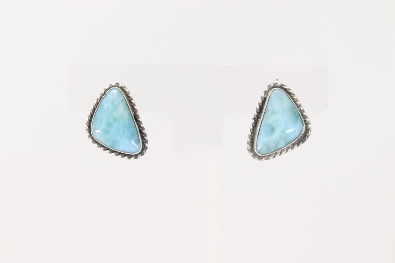 Native America Navajo Sterling Silver Larimar Post Earring's By Elouise Kee.: This is a Native America Navajo Sterling Silver Larimar Post Earring's By Elouise Kee.