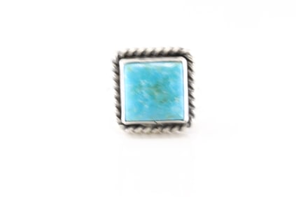 Native America Navajo Sterling Silver Kingman Turquoise Ring By Dixon.