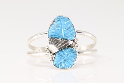 Native America Navajo Sterling Silver Turquoise Bracelet Cuff By Lyolita Tsattie.