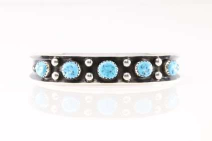 Native America Navajo Sterling Silver Turquoise Bracelet Cuff By Paul Largo.