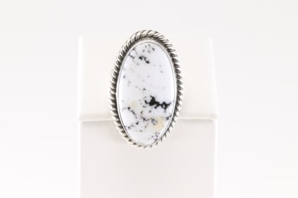 Native America Navajo Sterling Silver White Buffalo Ring By Donovan Skeets.