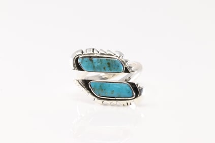 Native America Navajo Sterling Silver Turquoise Ring By Jeremy Delgarito.