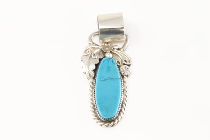 Native America Navajo Sterling Silver Sonora Gold Turquoise Squash Blossom Necklace & Earring's Set