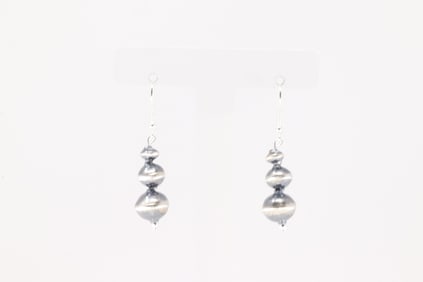 Native America Navajo Sterling Silver Pearl Beaded Dangling Earring's By Treva Jim.