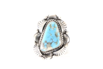 Native America Navajo Sterling Silver Turquoise Ring By L.