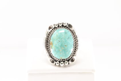 Native America Navajo Sterling Silver Turquoise Ring By Samuel Yellowhair.