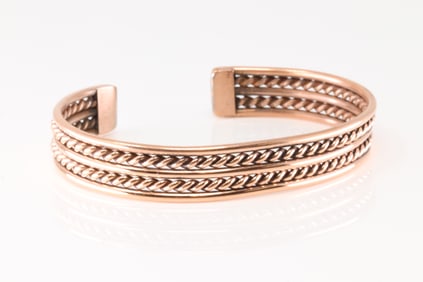 Native America Navajo Copper Bracelet Cuff By Elaine Tahe.